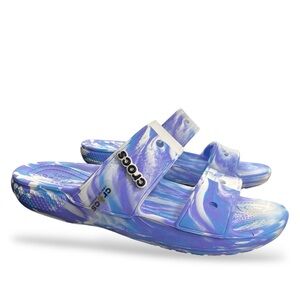 Crocs Classic Marbled Tie-Dye Sandal White/Oxygen Men's 11, Women's 13